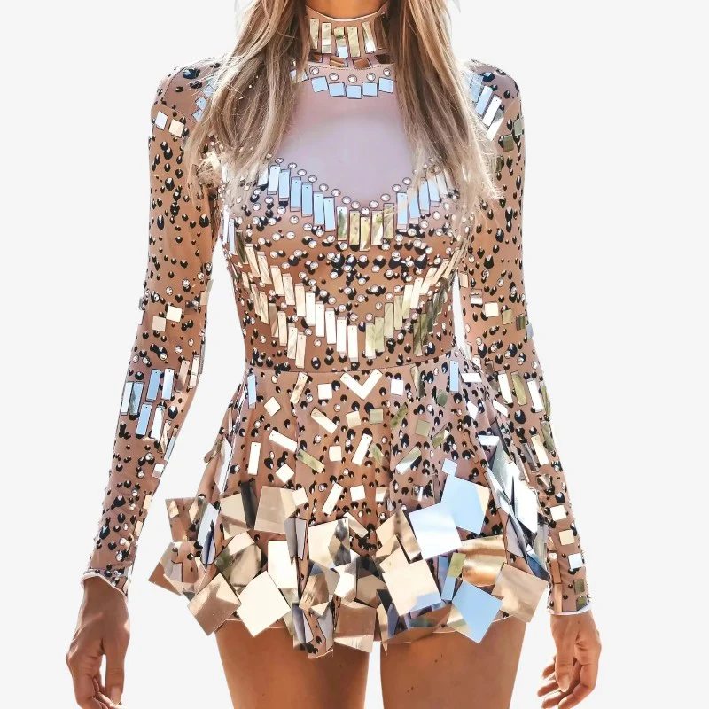 Robe mini élégante pour femme avec détails miroir - Image 2