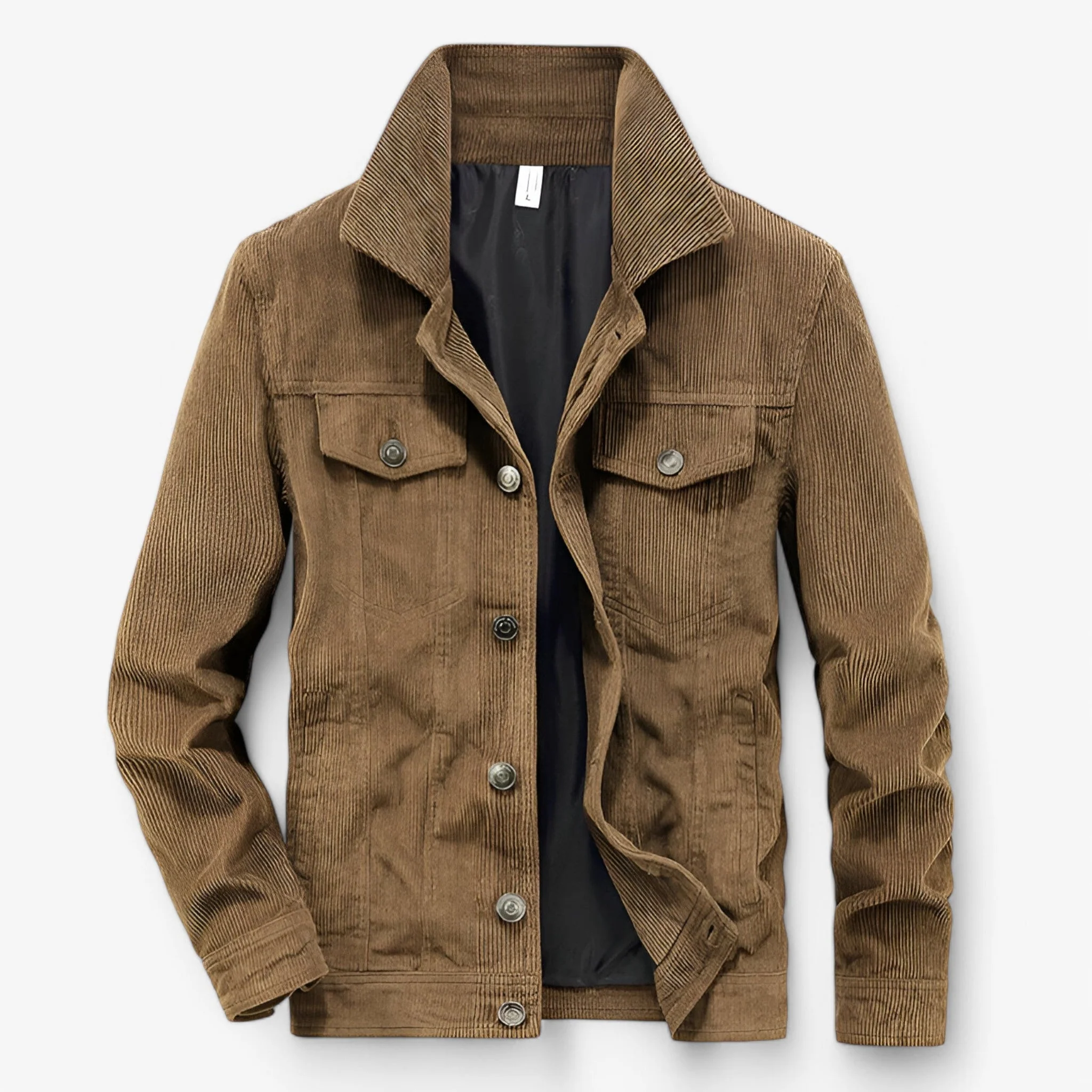 Veste intemporelle en velours côtelé à manches longues avec poches - Image 8