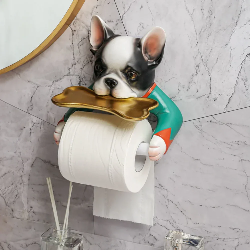Porte-papier hygiénique chien avec étagère de rangement - Image 3