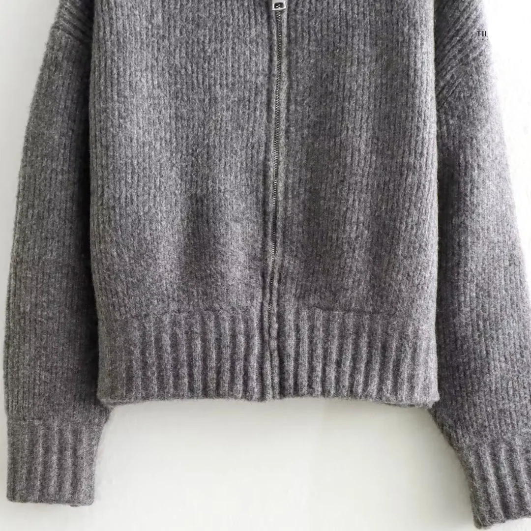 Gilet zippé femme style vintage manches longues - Image 8