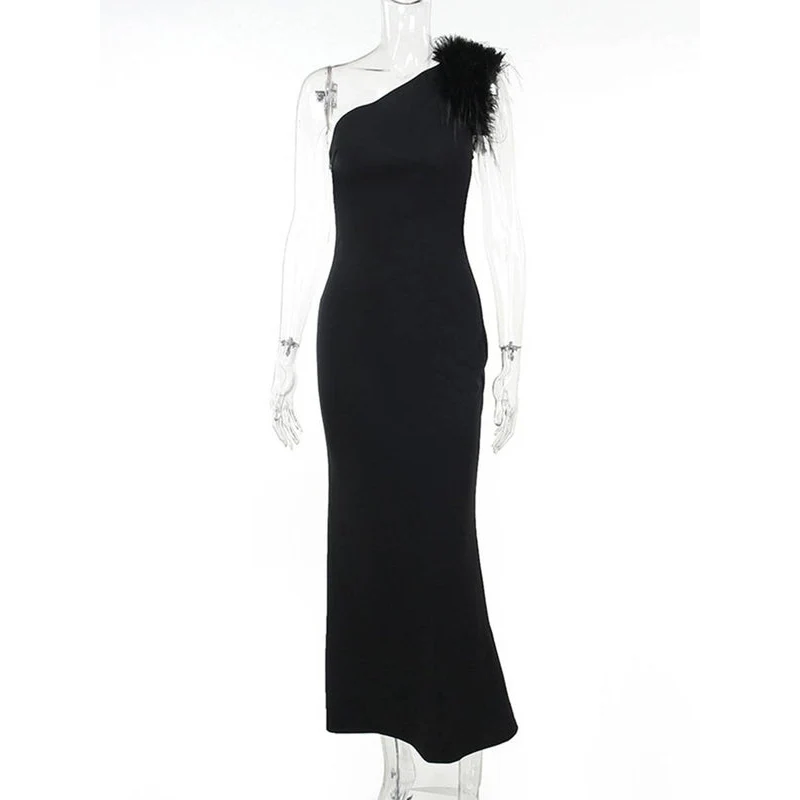 Robe longue asymétrique sans manches à une épaule - Image 5