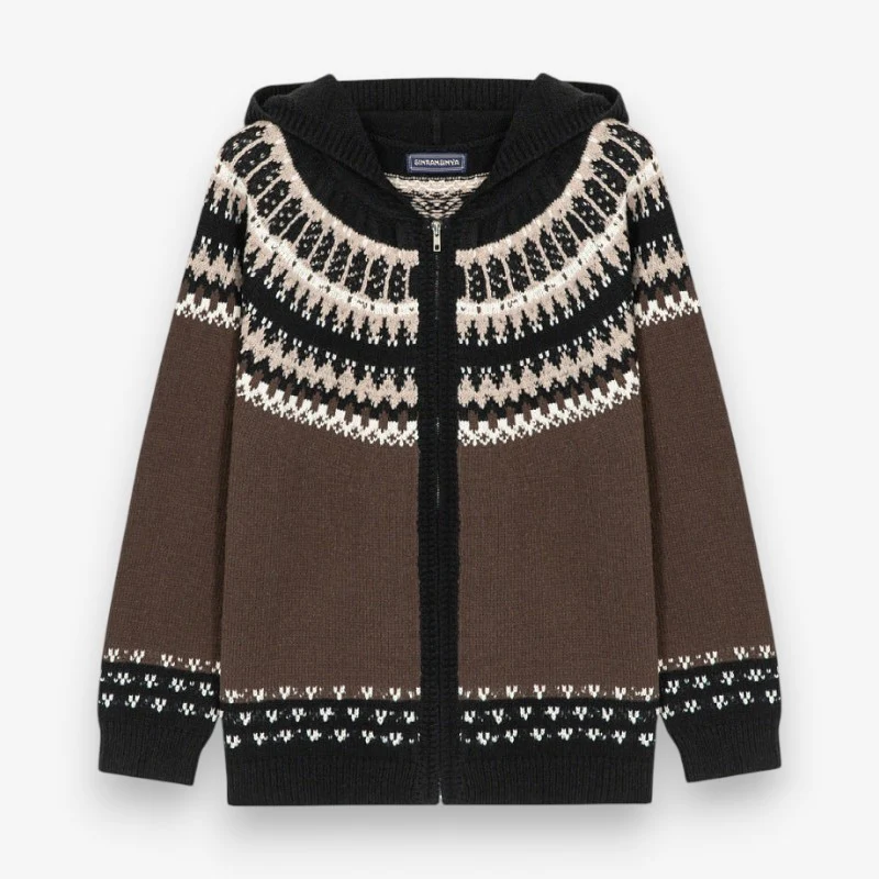 Ruhan – Veste zippée à capuche et manches longues avec motif imprimé