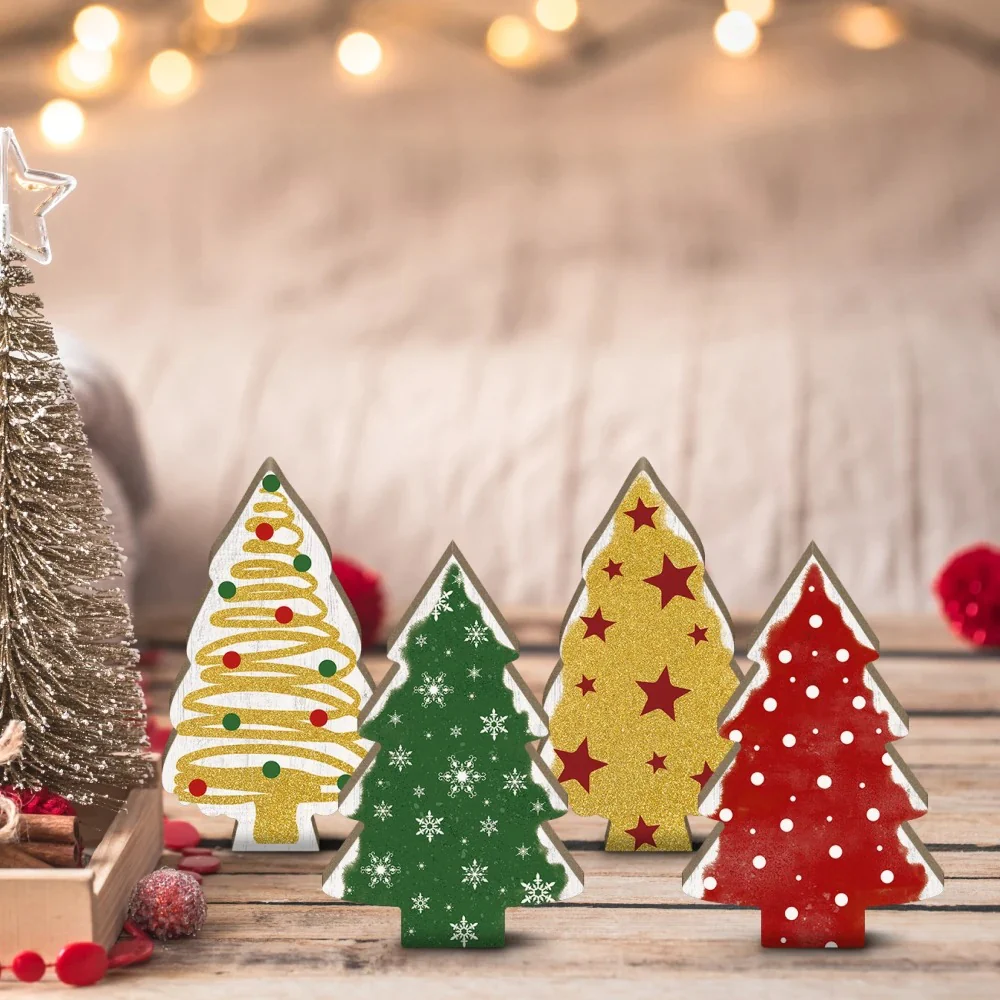 Ensemble de sapins de Noël miniatures en bois - Image 3