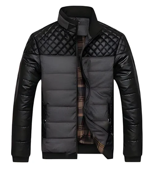 Blouson Aviateur Matelassé à Col Montant et Poignets Côtelés