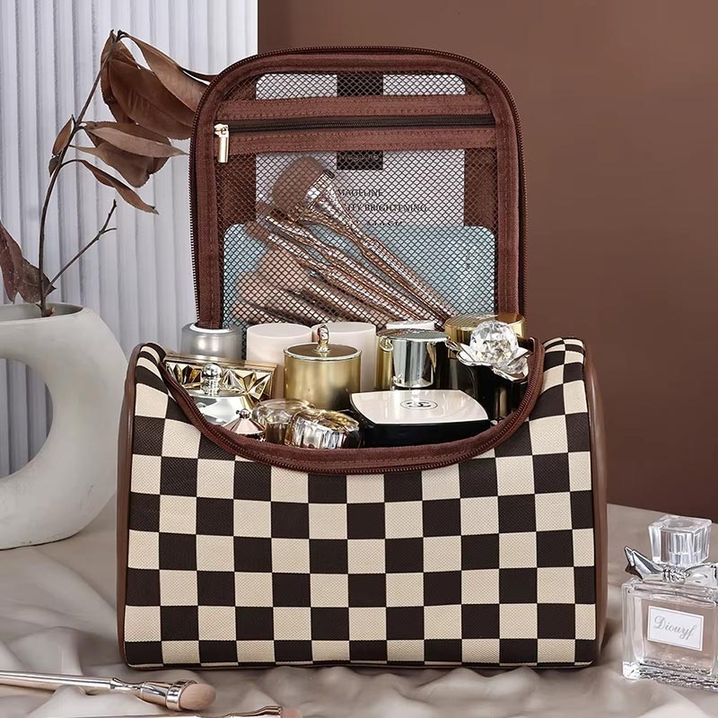 Pochette beauté damier grande capacité - Image 3