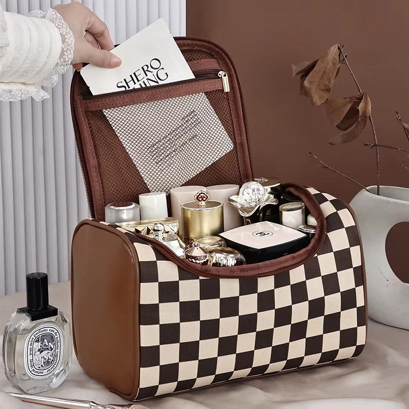 Pochette beauté damier grande capacité - Image 4