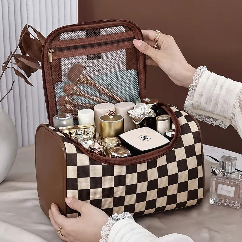 Pochette beauté damier grande capacité - Image 5