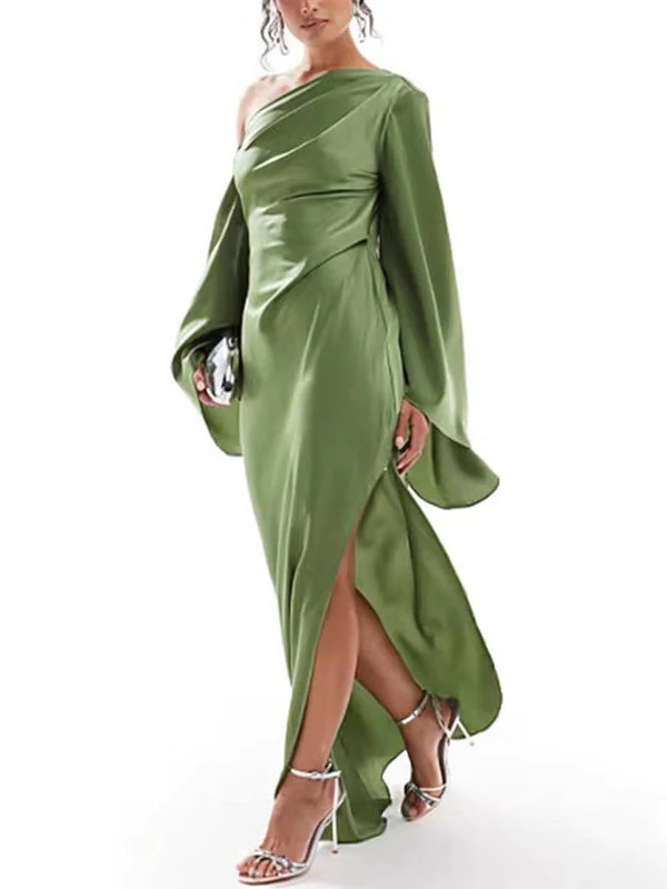 Robe longue Sabrina une épaule élégante