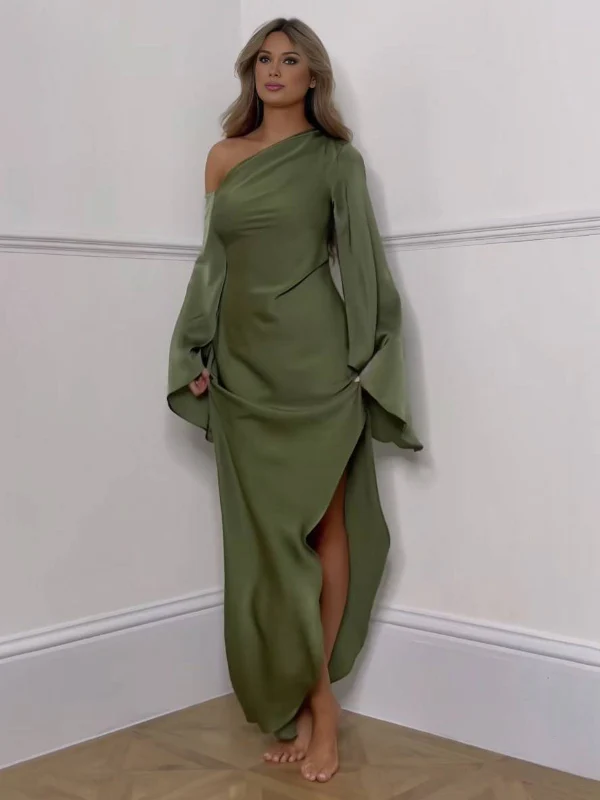 Robe longue Sabrina une épaule élégante - Image 3
