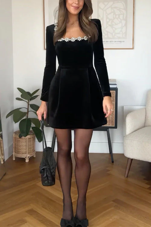 Robe midi femme manches longues encolure carrée - Image 5