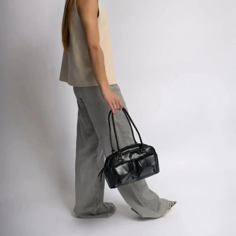 Sac bandoulière à longue sangle avec poche latérale et fermeture éclair - Image 7