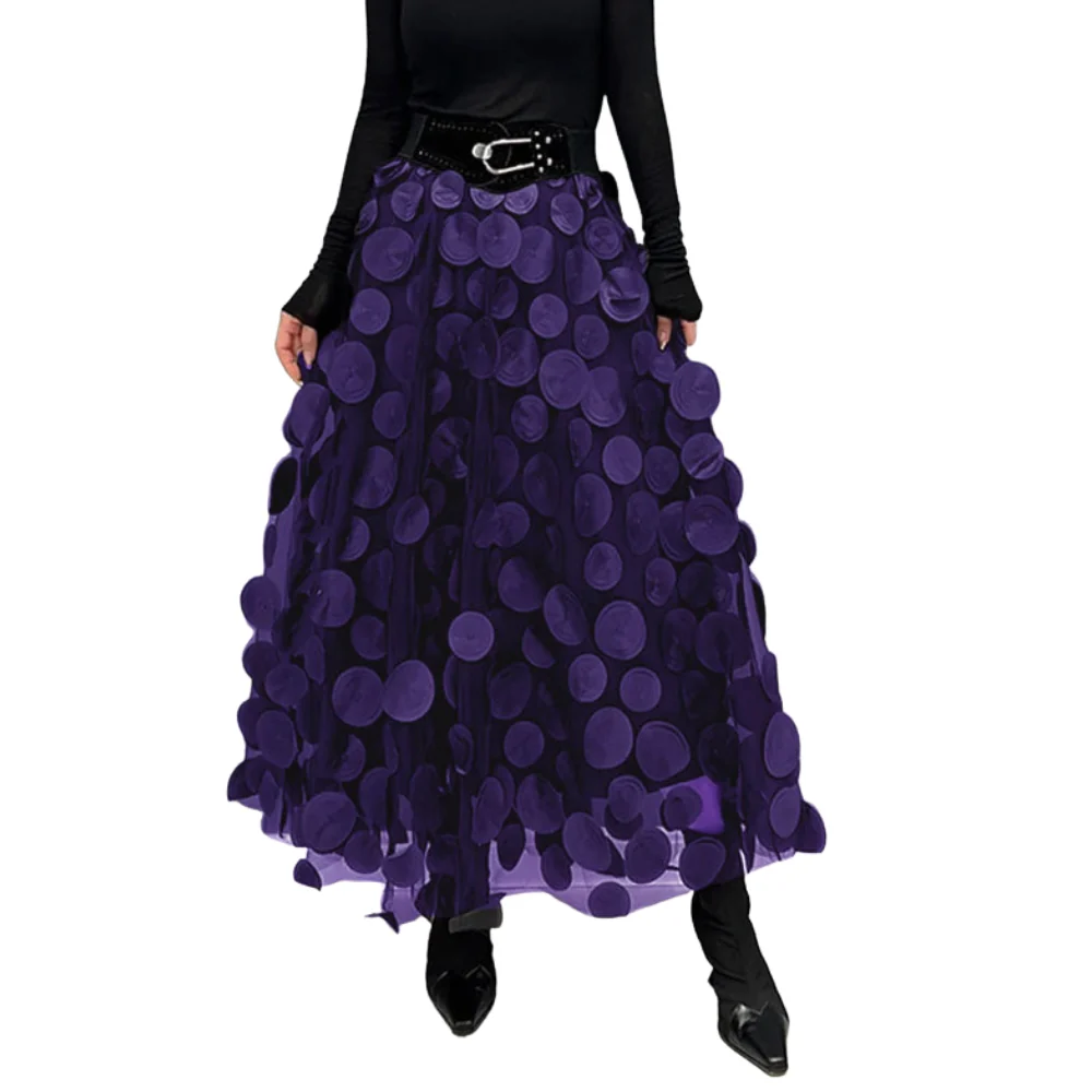 Jupe Taille Haute à Pois avec Ceinture Élastique - Image 2