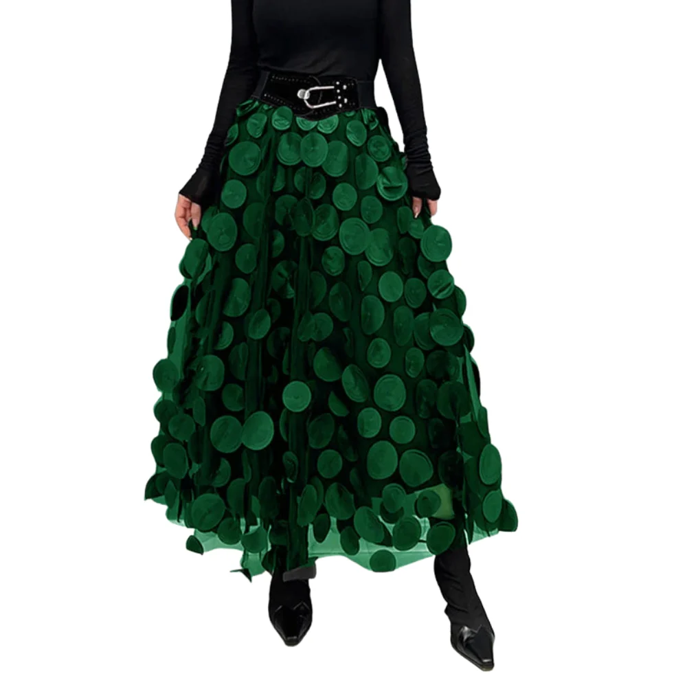 Jupe Taille Haute à Pois avec Ceinture Élastique - Image 3