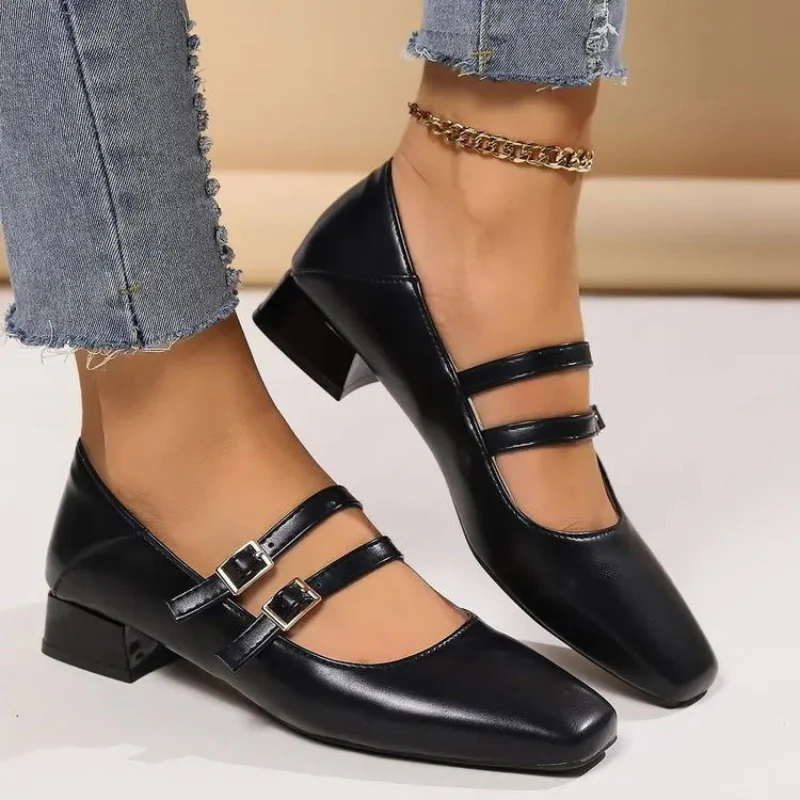 Sandales à talon bas pour femme avec doubles brides à boucle - Image 3