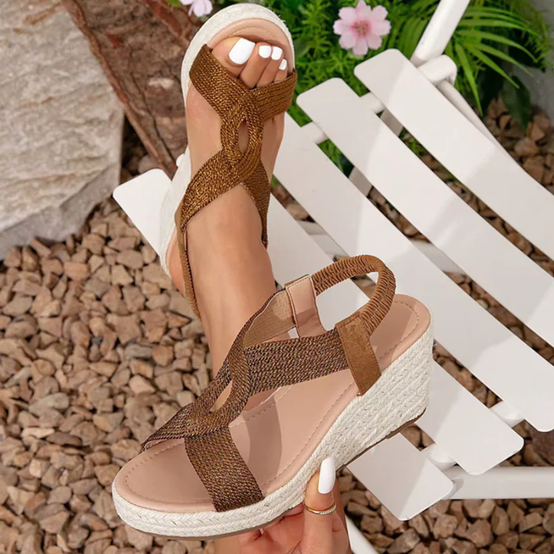 Sandales compensées à bout ouvert pour femme - Image 8