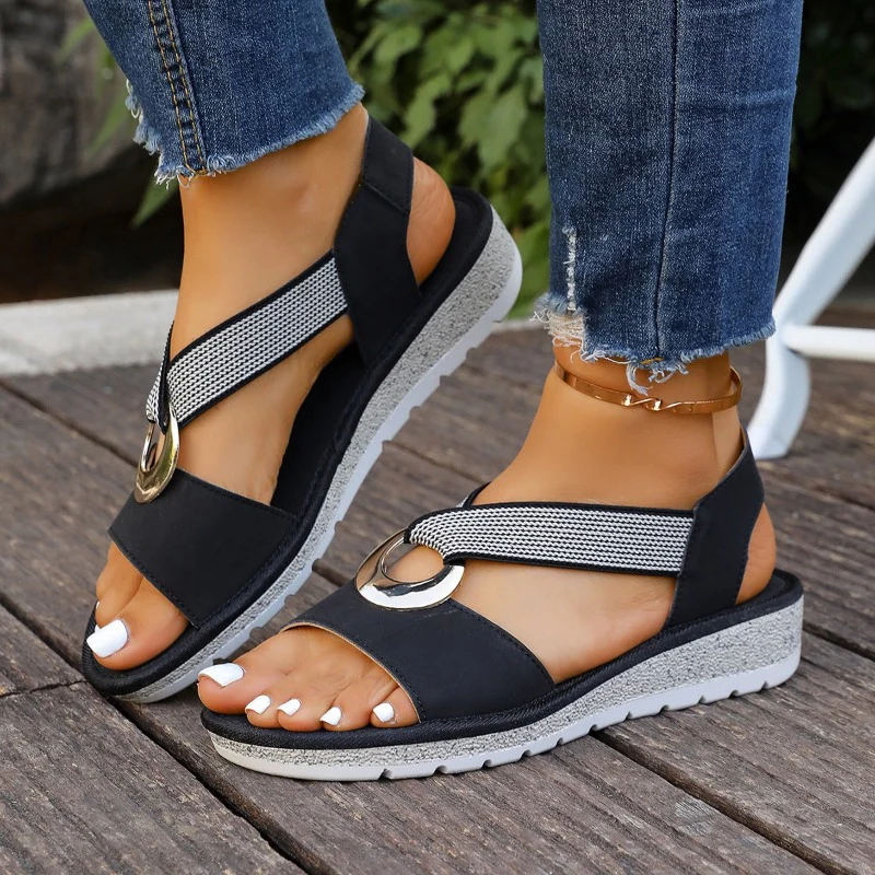 Sandales compensées pour femme Avec Boucle décorative - Image 7