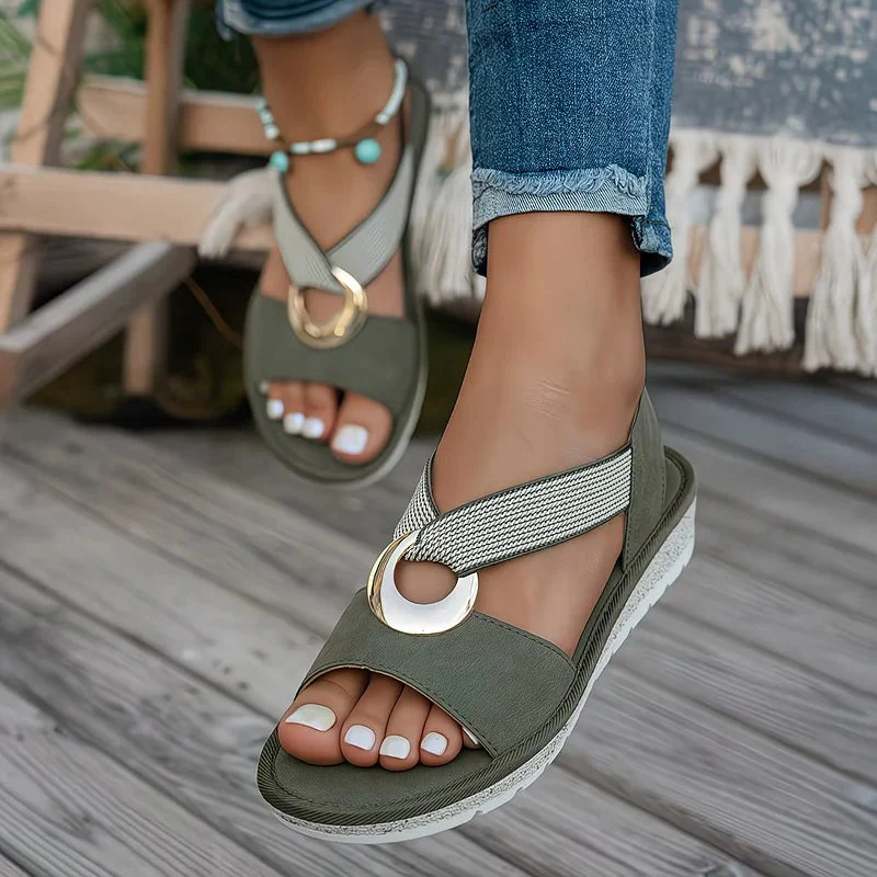 Sandales compensées pour femme Avec Boucle décorative - Image 9