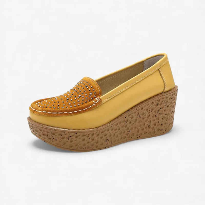 Chaussures femme slip-on bout rond cristaux