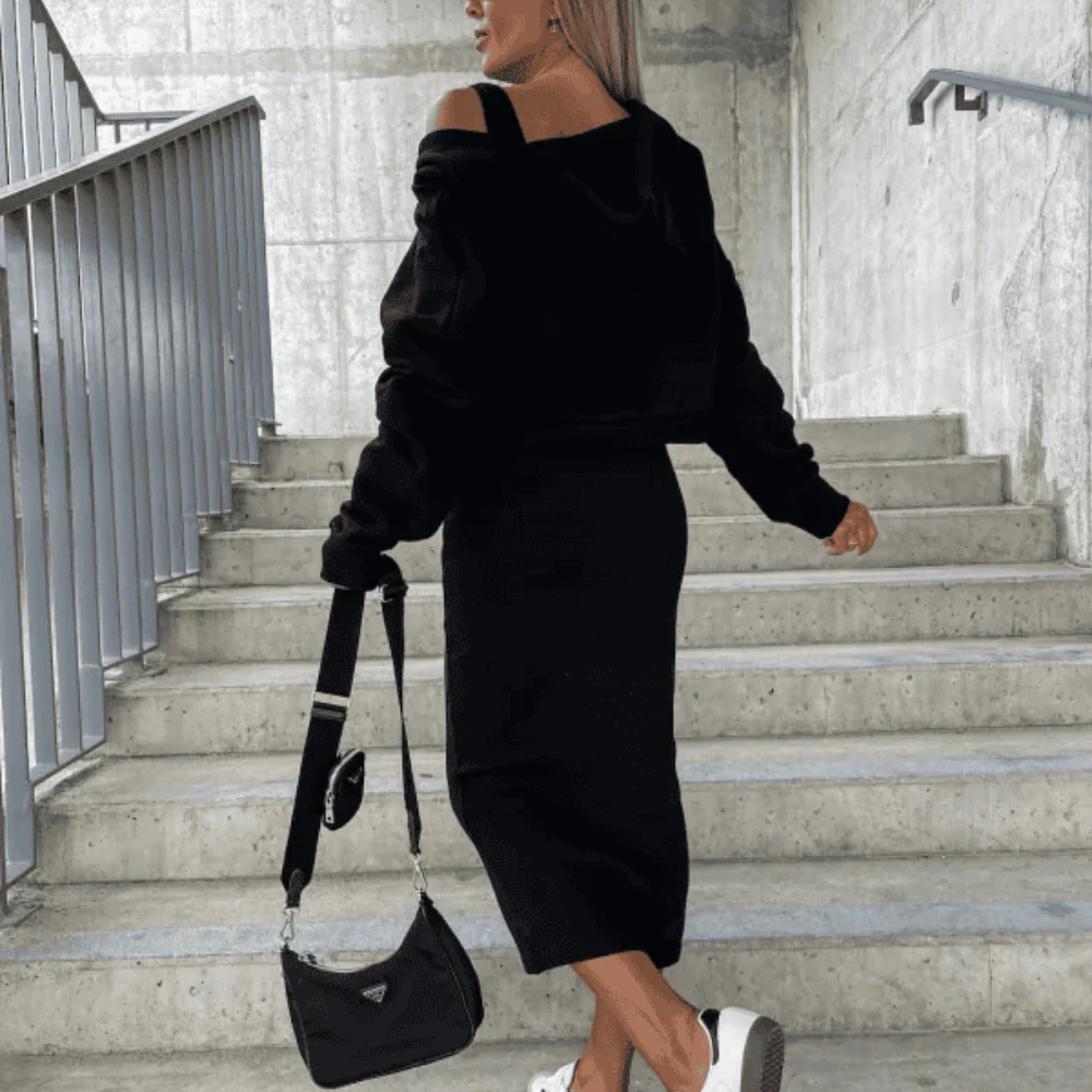 Sarah - Ensemble 2 pièces crop top manches longues & robe sans manches - Image 11