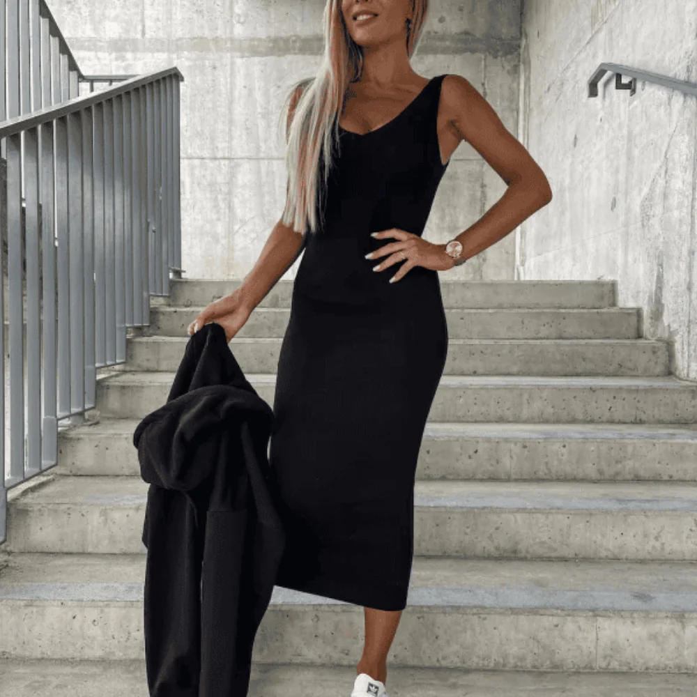 Sarah - Ensemble 2 pièces crop top manches longues & robe sans manches - Image 3