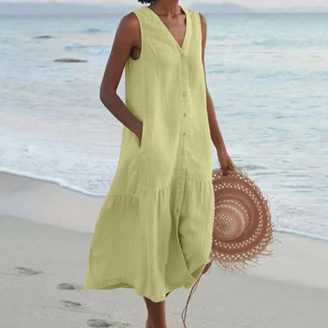 Robe longue sans manches femme décolleté en V - Image 6