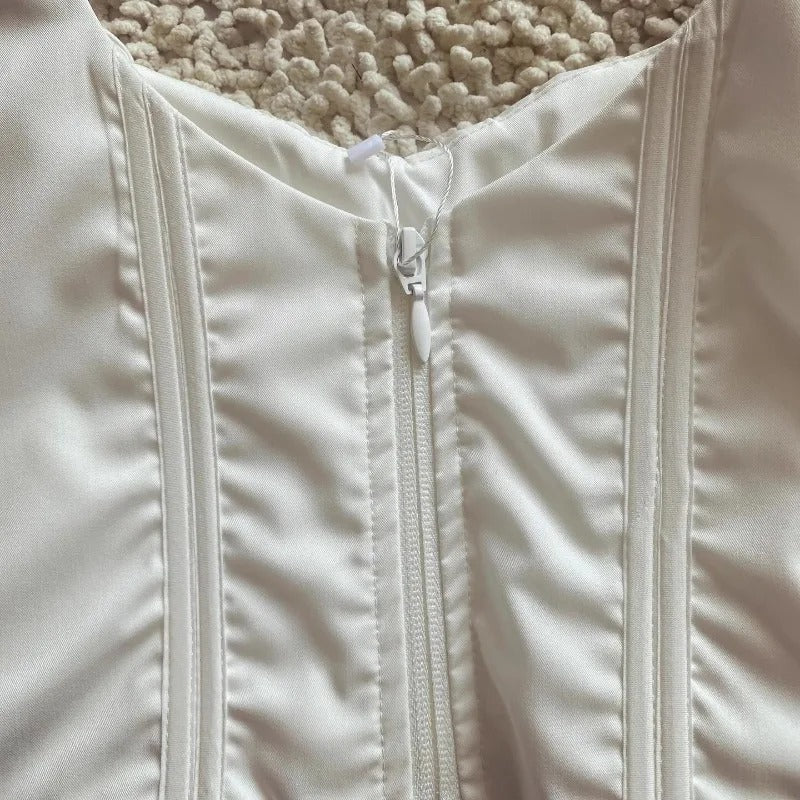 Haut corset femme avec fermeture éclair devant et bretelles à nœud - Image 4