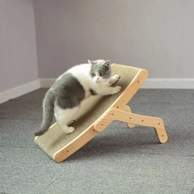 Griffoir pour chat réversible en carton avec cadre bois - Image 2