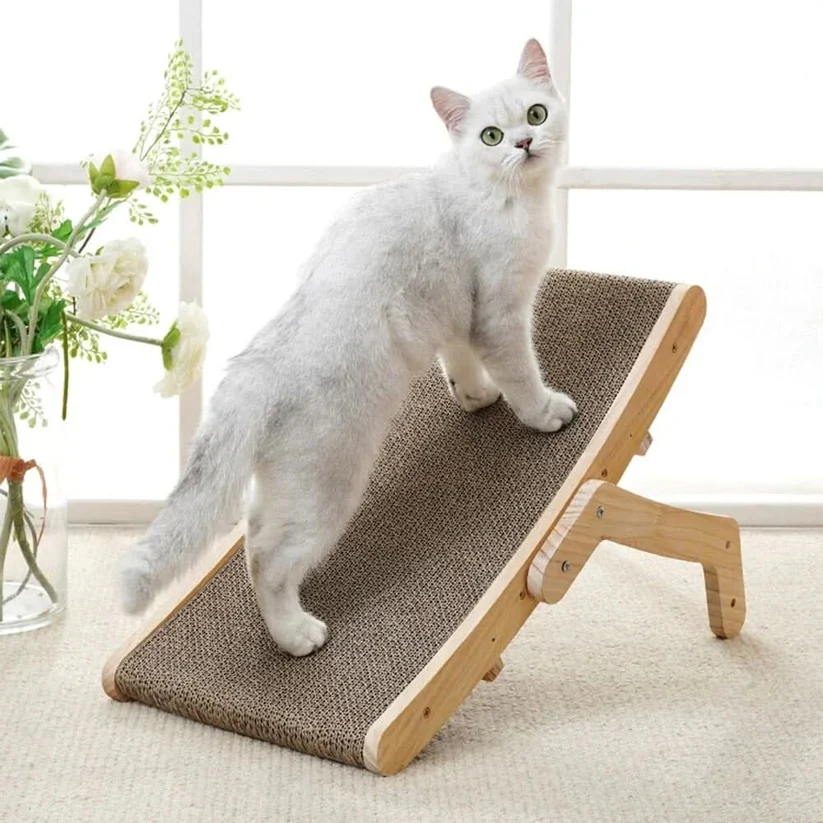 Griffoir pour chat réversible en carton avec cadre bois - Image 3