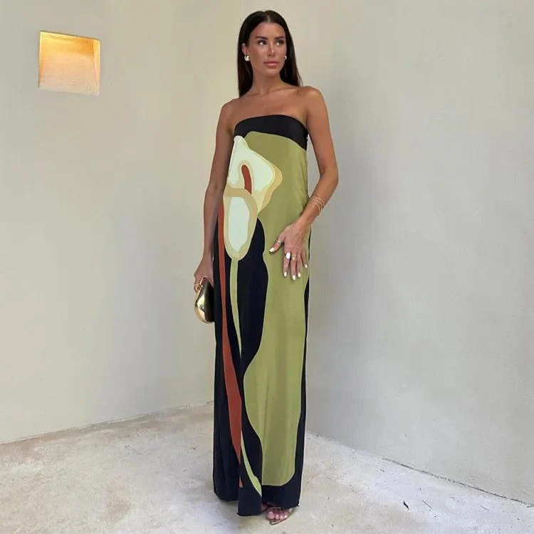 Selene - Robe sans bretelles à imprimé saisissant - Image 5