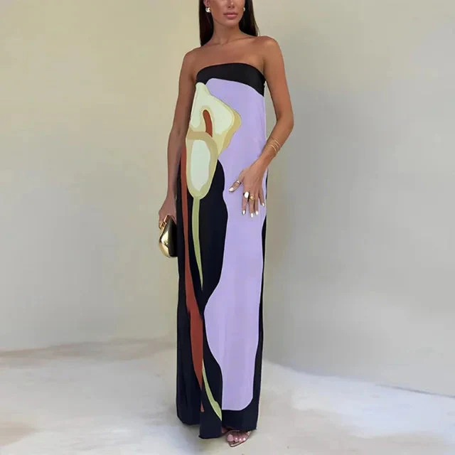 Selene - Robe sans bretelles à imprimé saisissant - Image 7
