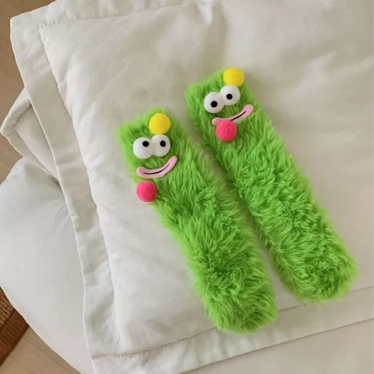 Chaussettes cartoon 3D doublure fausse fourrure - Image 7