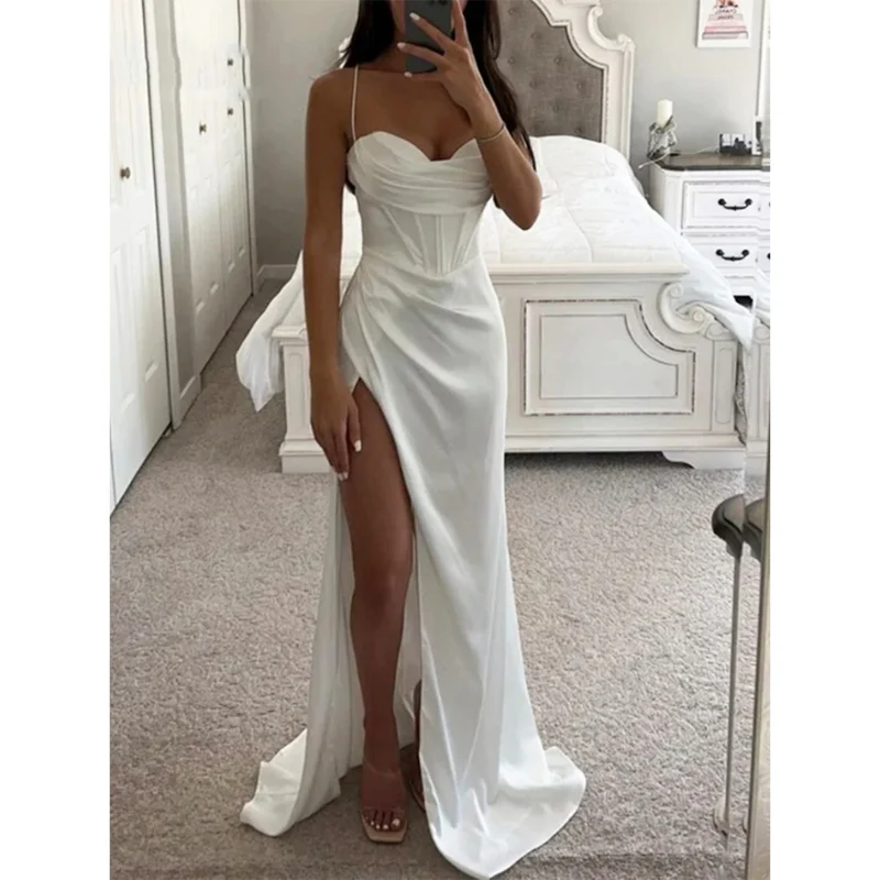 Robe de soirée longue femme fines bretelles dos nu - Image 3