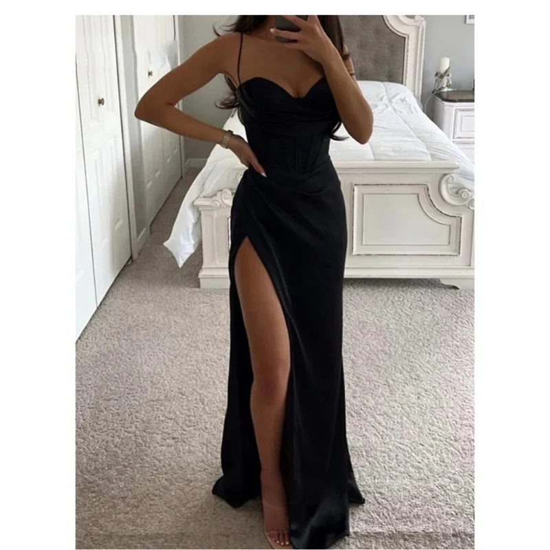 Robe de soirée longue femme fines bretelles dos nu - Image 4