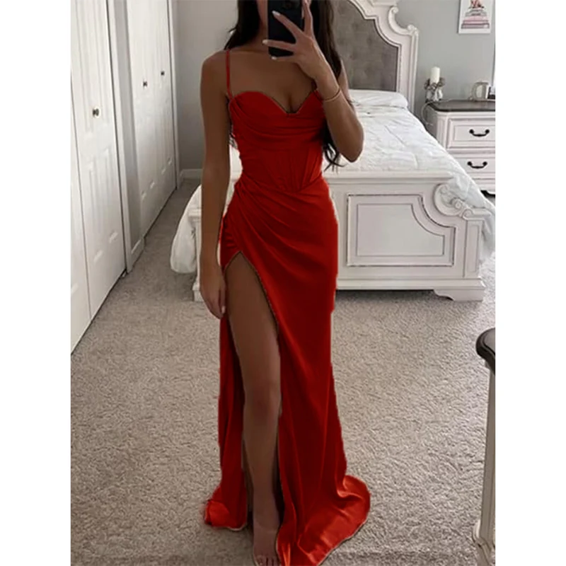 Robe de soirée longue femme fines bretelles dos nu - Image 5