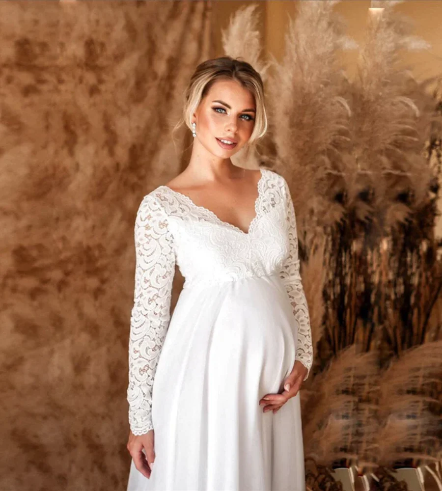 Robe maxi maternité femme décolleté V - Image 3