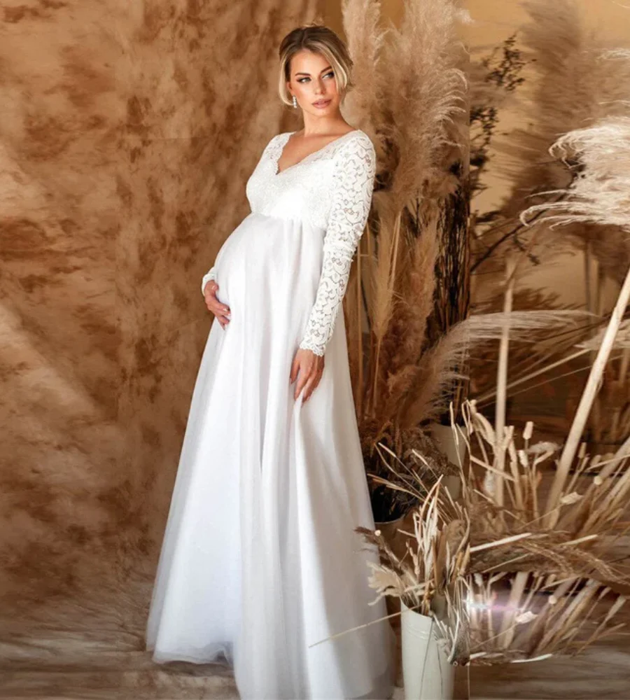 Robe maxi maternité femme décolleté V - Image 4