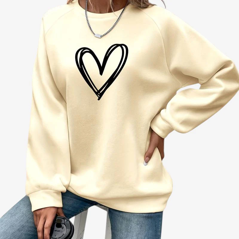 Pull femme col rond manches longues motif cœur - Image 5