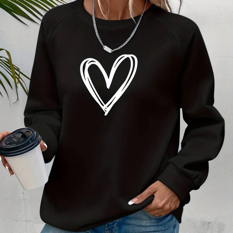 Pull femme col rond manches longues motif cœur - Image 6