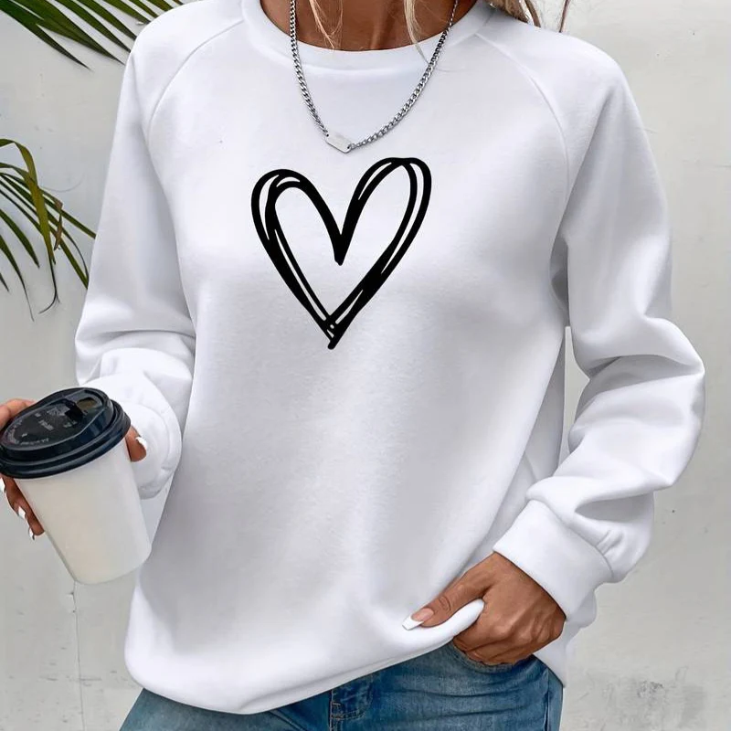 Pull femme col rond manches longues motif cœur - Image 7