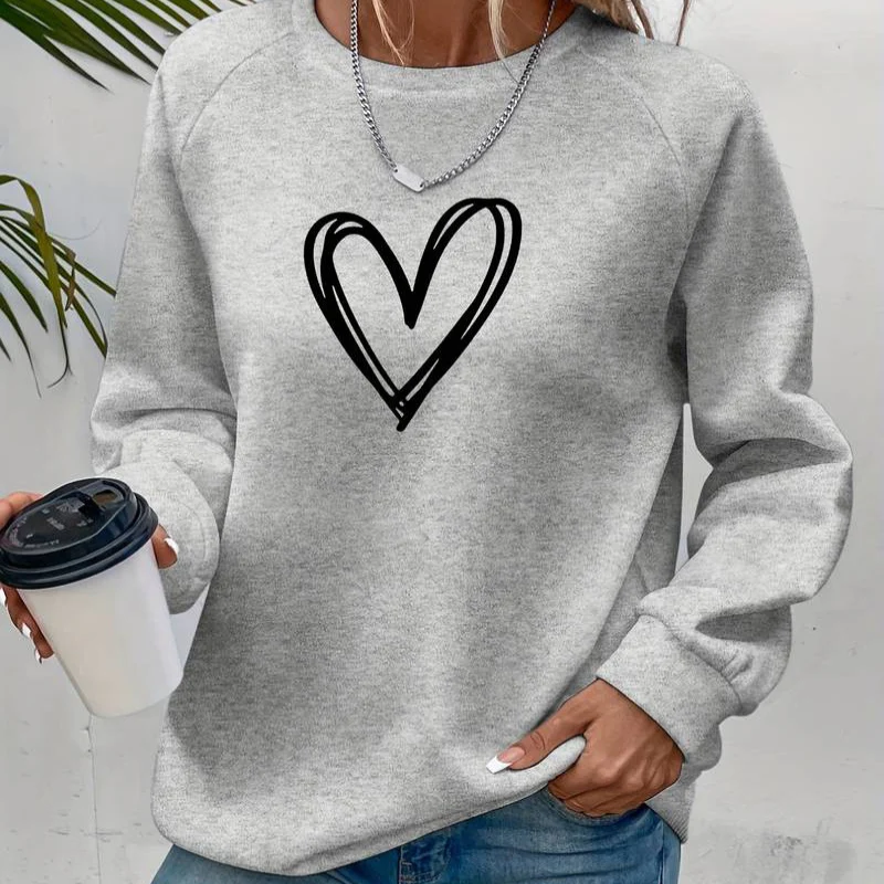 Pull femme col rond manches longues motif cœur - Image 8