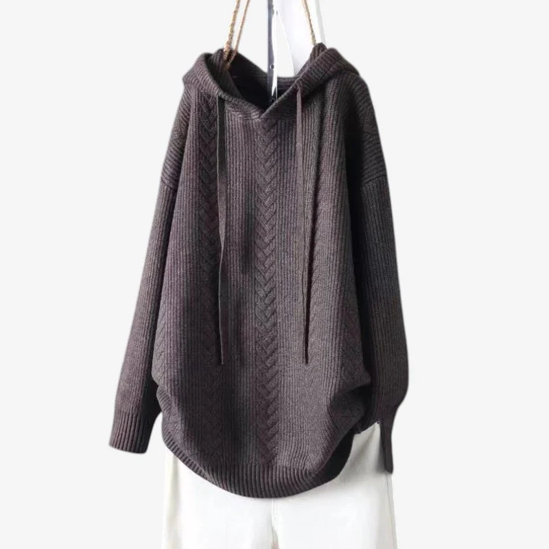 Cardigan ample à capuche manches longues - Image 3