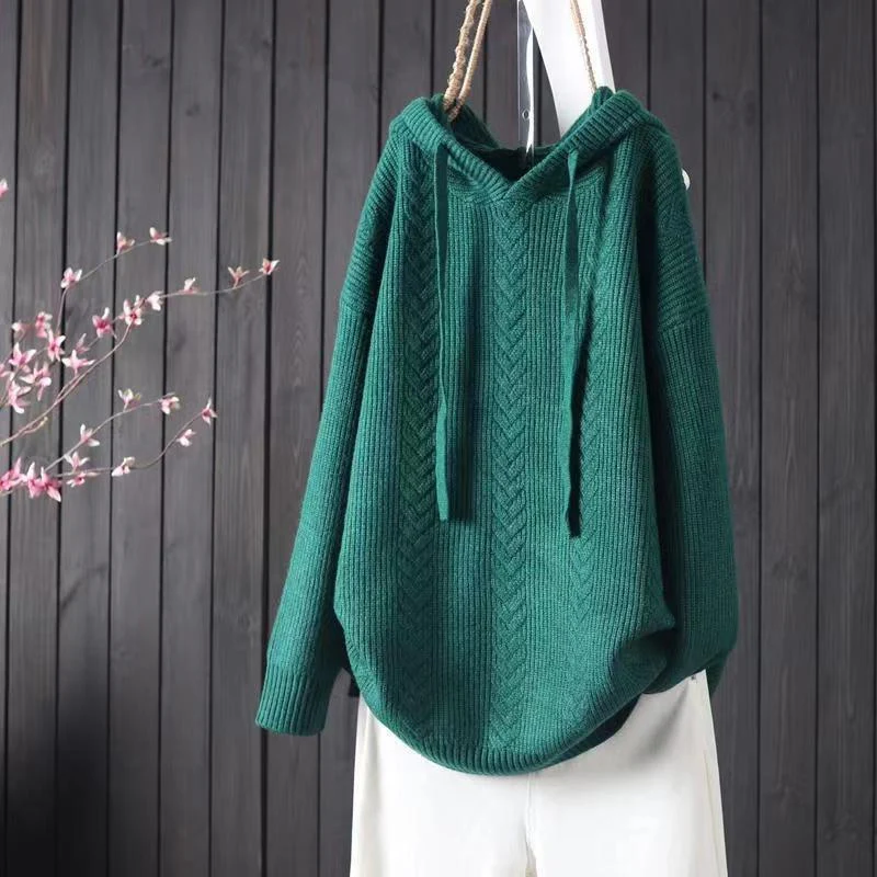 Cardigan ample à capuche manches longues - Image 6