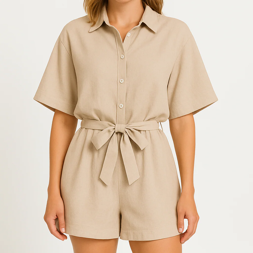 Combinaison boutonnée Sienna, taille cintrée et col classique