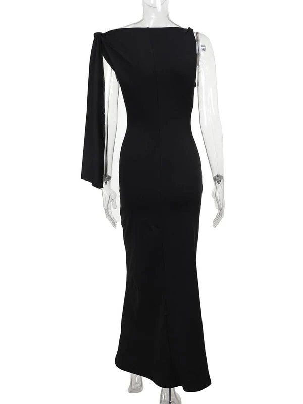 Robe longue Sienna une épaule décolleté asymétrique - Image 4