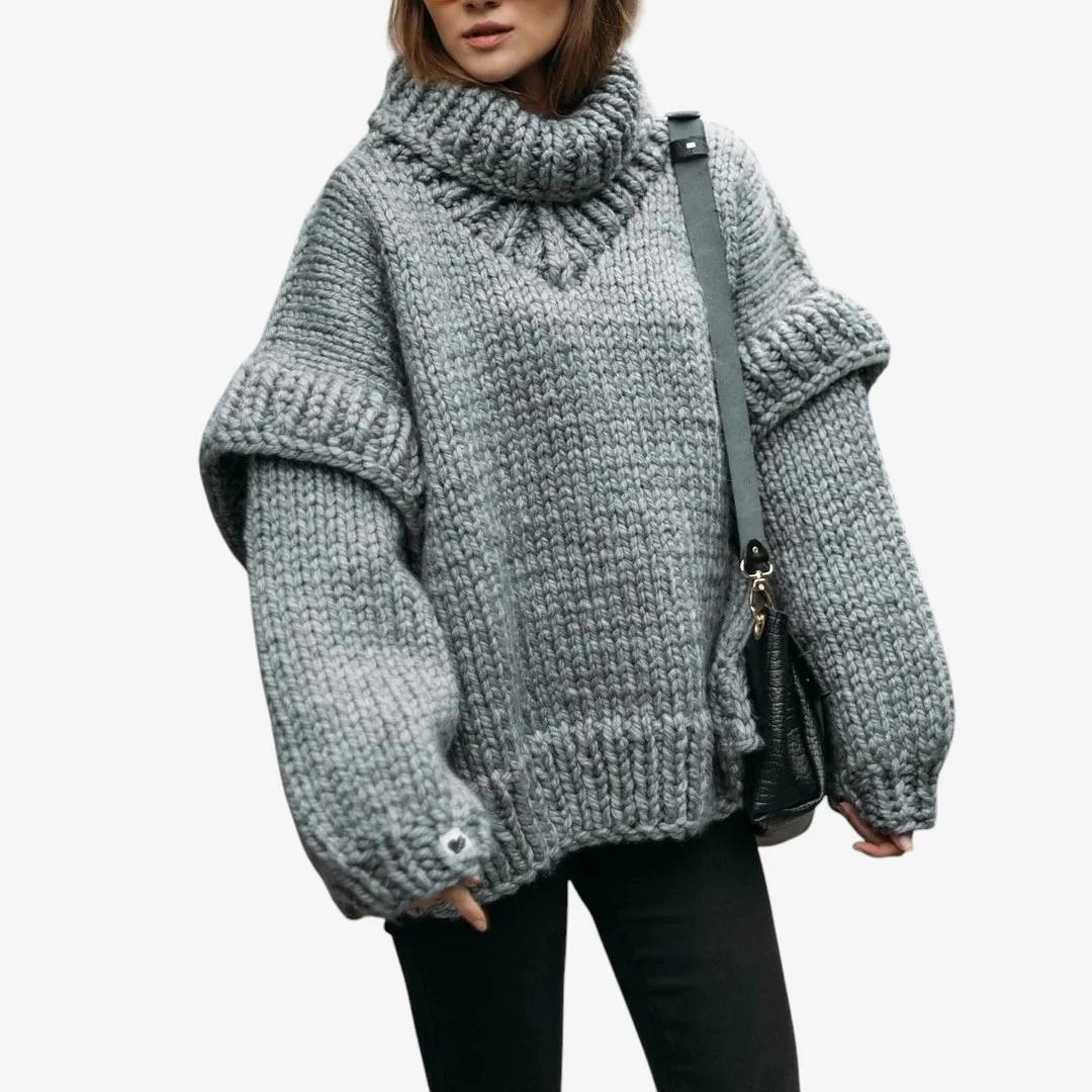 Dames oversized coltrui met rolkraag