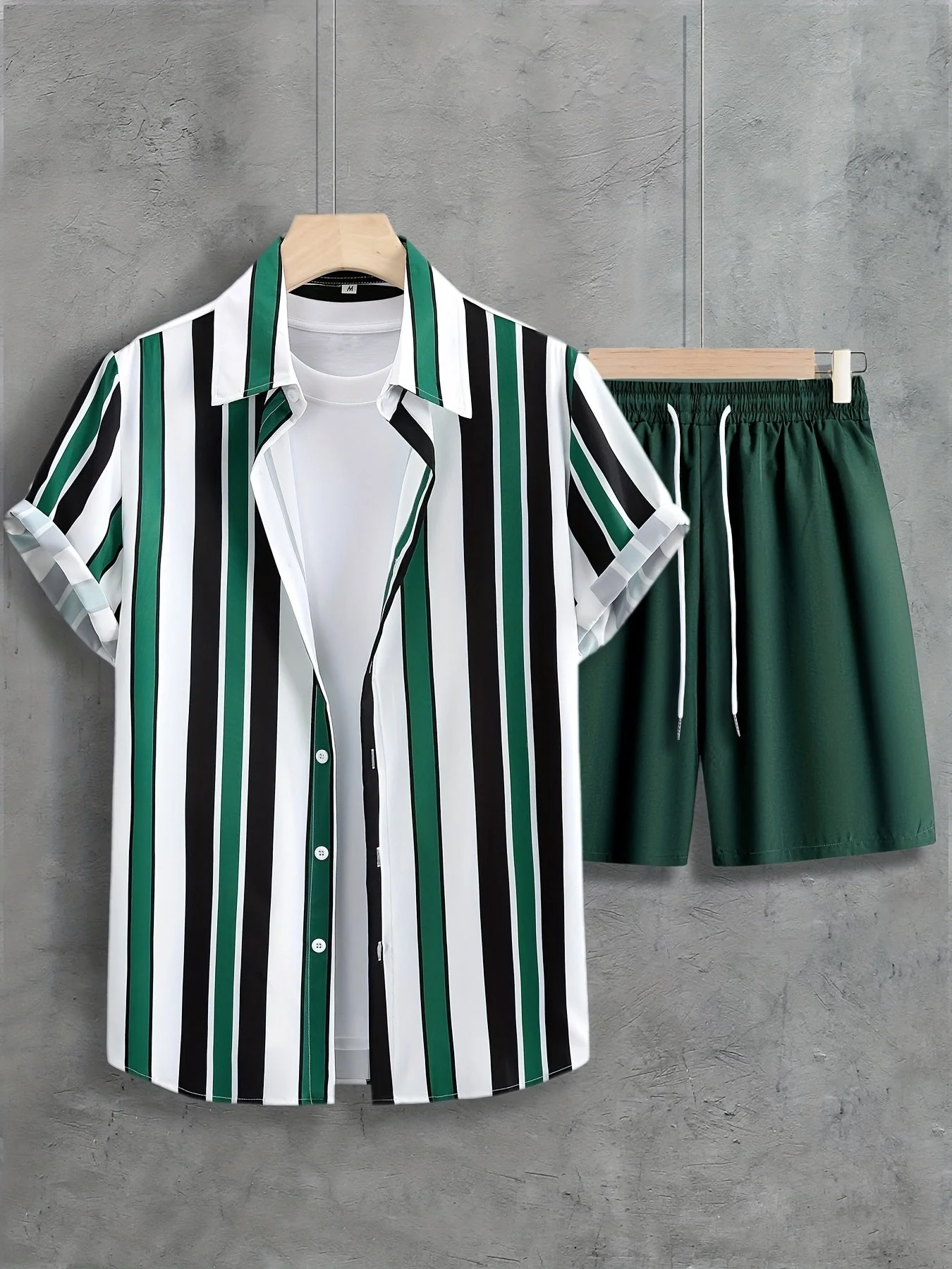 Ensemble deux pièces chemise rayée boutonnée + short assorti - Image 2
