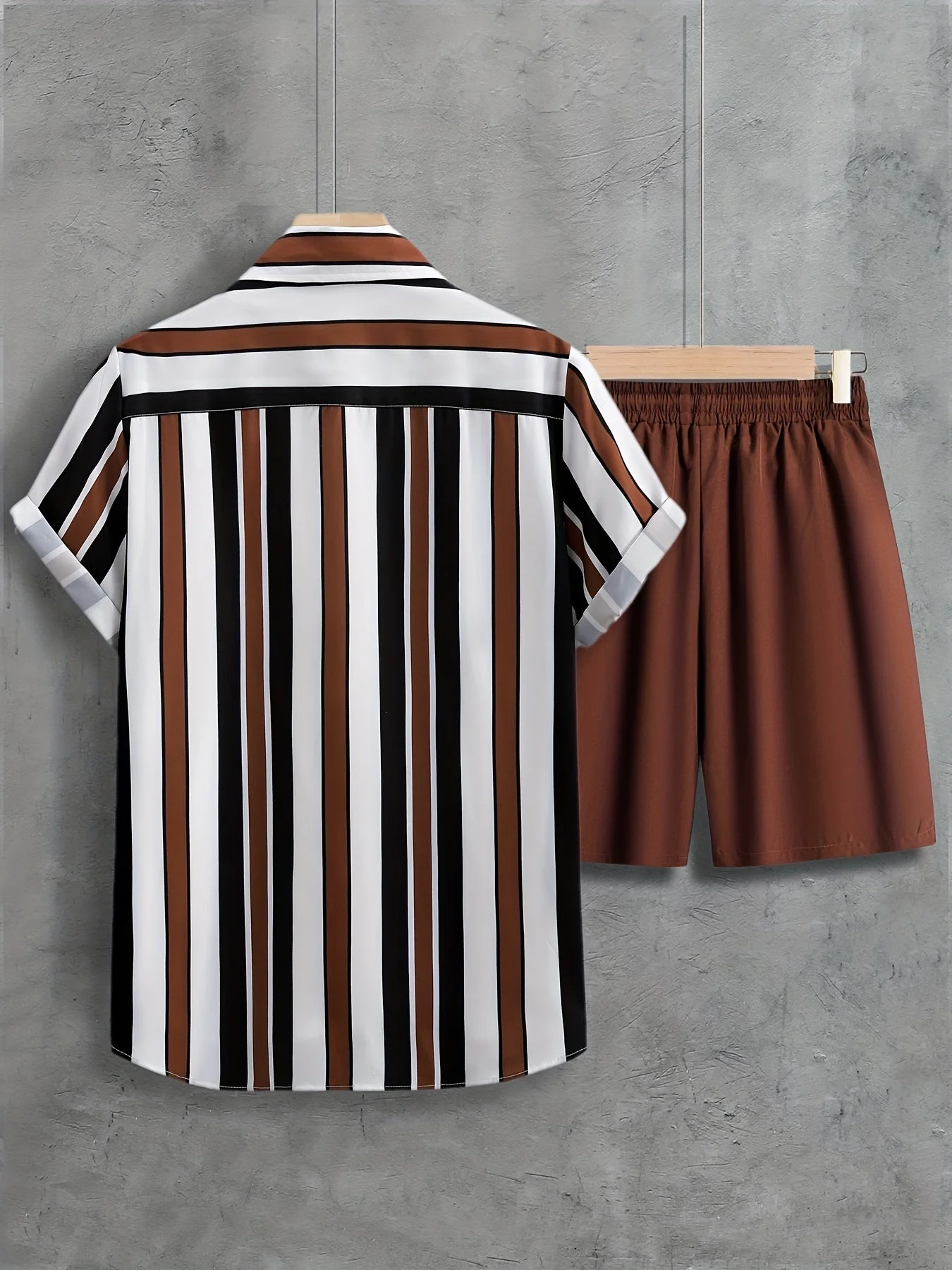 Ensemble deux pièces chemise rayée boutonnée + short assorti - Image 5