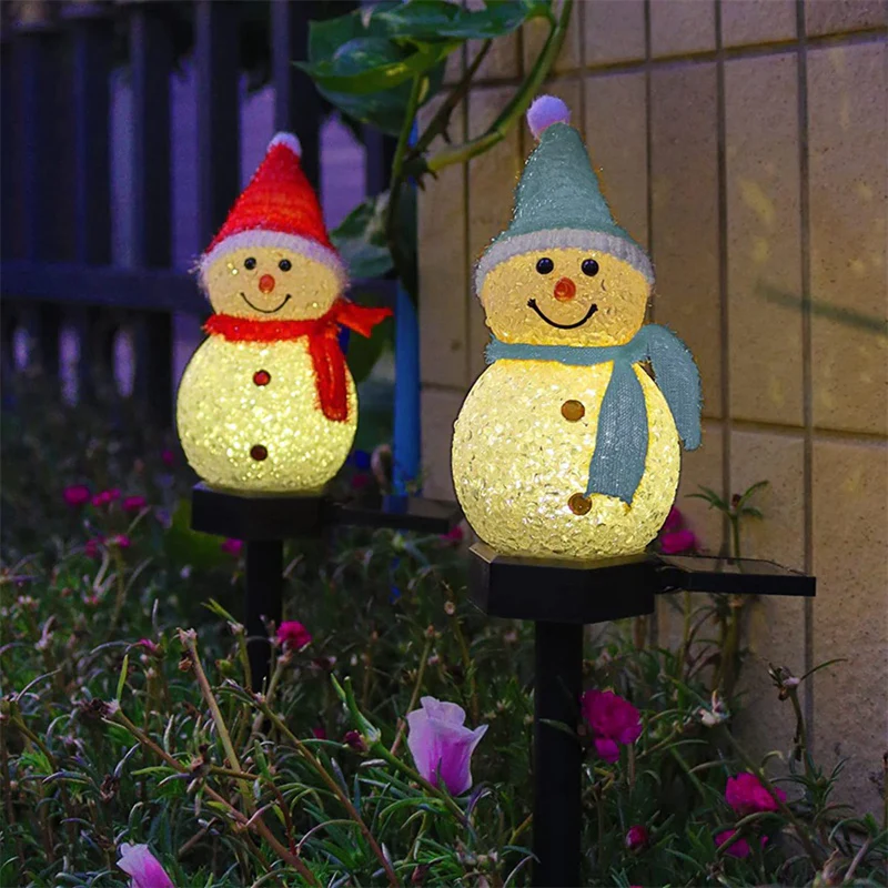 Décoration lumineuse solaire bonhomme de neige pour extérieur - Image 6