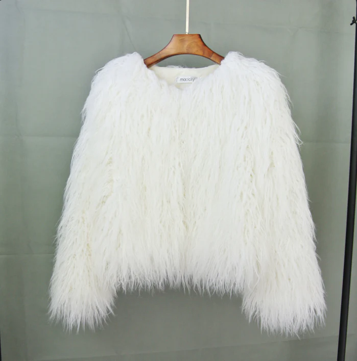 Manteau femme fausse fourrure manches longues - Image 3
