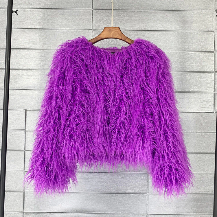 Manteau femme fausse fourrure manches longues - Image 6